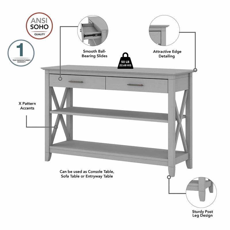 Pemberly Row Contemporary Engineered Wood Console Table with Drawers in Gray
