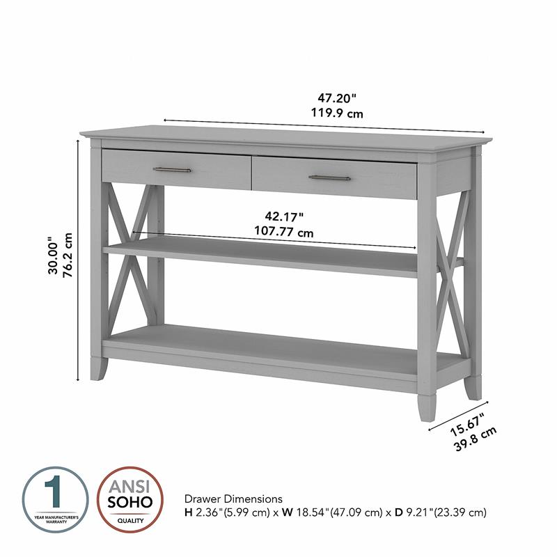 Pemberly Row Contemporary Engineered Wood Console Table with Drawers in Gray