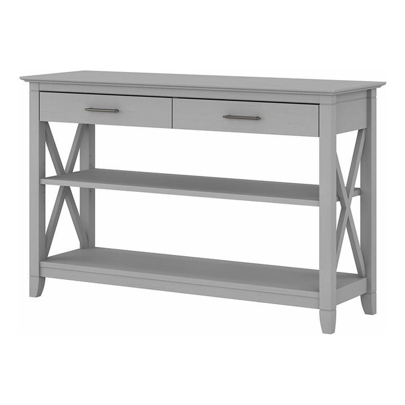 Pemberly Row Contemporary Engineered Wood Console Table with Drawers in Gray