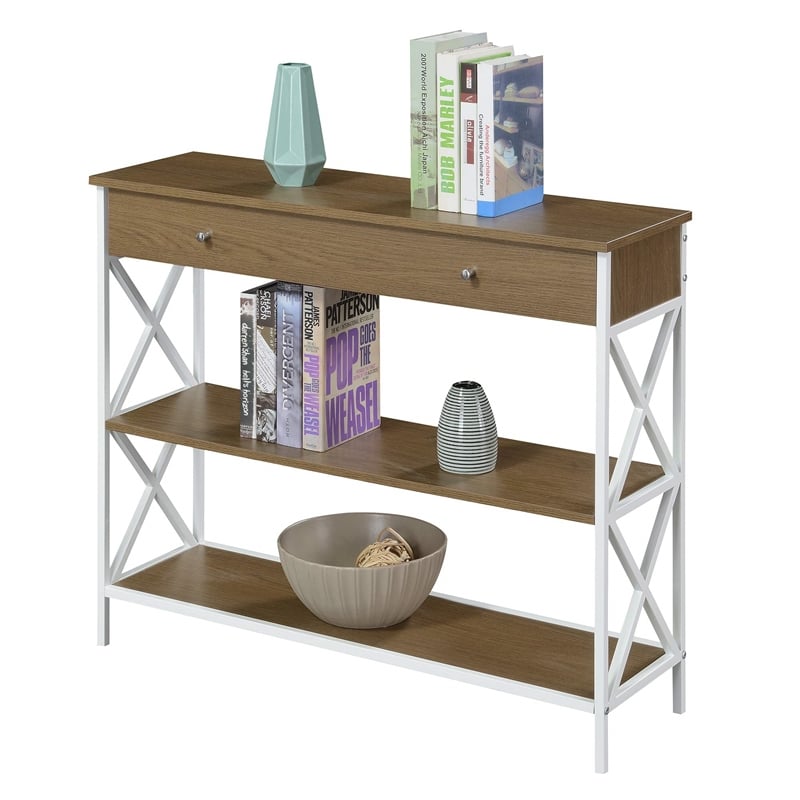 Pemberly Row Modern One-Drawer Console Table in Caramel Wood