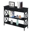 Pemberly Row Modern One-Drawer Console Table in Black Wood and Metal