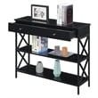 Pemberly Row Modern One-Drawer Console Table in Black Wood and Metal