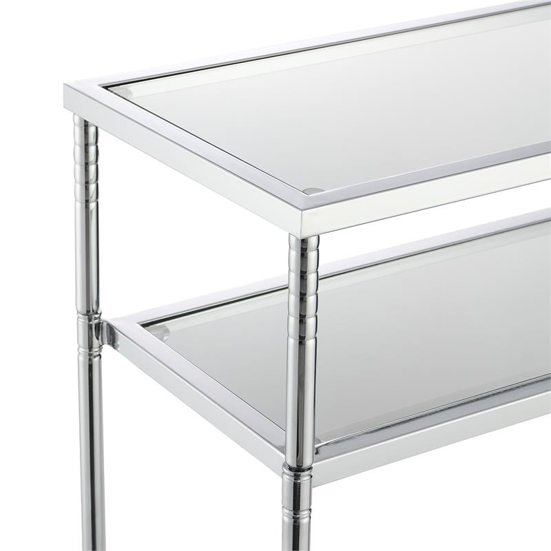 Pemberly Row Contemporary Console Table in Clear Glass and Chrome Metal Frame