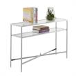 Pemberly Row Contemporary Console Table in Clear Glass and Chrome Metal Frame