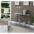 Pemberly Row Contemporary Chrome Metal Console Table with White Faux Marble Top