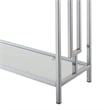 Pemberly Row Contemporary Chrome Metal Console Table with White Faux Marble Top