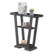 Pemberly Row Contemporary V Console Table in Gray Wood with Faux Marble Top