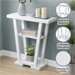 Pemberly Row Modern V Console Table in White Wood and Faux Marble Top