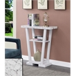 Pemberly Row Modern V Console Table in White Wood and Faux Marble Top