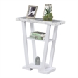Pemberly Row Modern V Console Table in White Wood and Faux Marble Top
