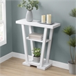 Pemberly Row Modern V Console Table in White Wood and Faux Marble Top