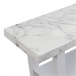 Pemberly Row Modern V Console Table in White Wood and Faux Marble Top