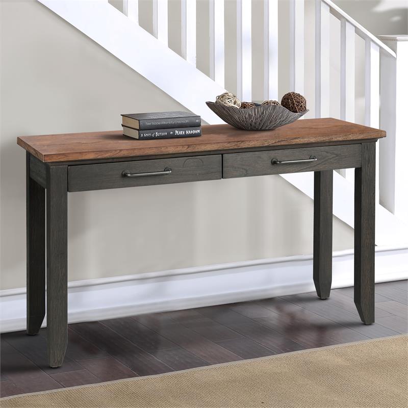 Pemberly Row Transitional Two-tone Brown Sofa Table