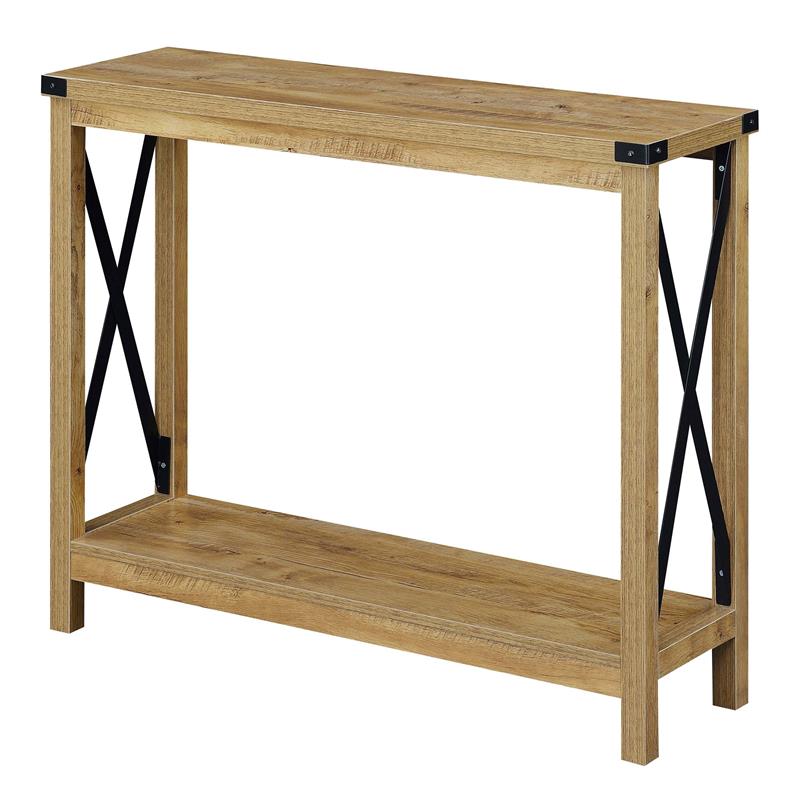 Pemberly Row Farmhouse Console Table Light English Oak Wood Finish