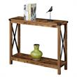 Pemberly Row Modern Console Table in Nutmeg Wood Finish and Black Metal