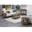 Pemberly Row Modern Console Table in Nutmeg Wood Finish and Black Metal