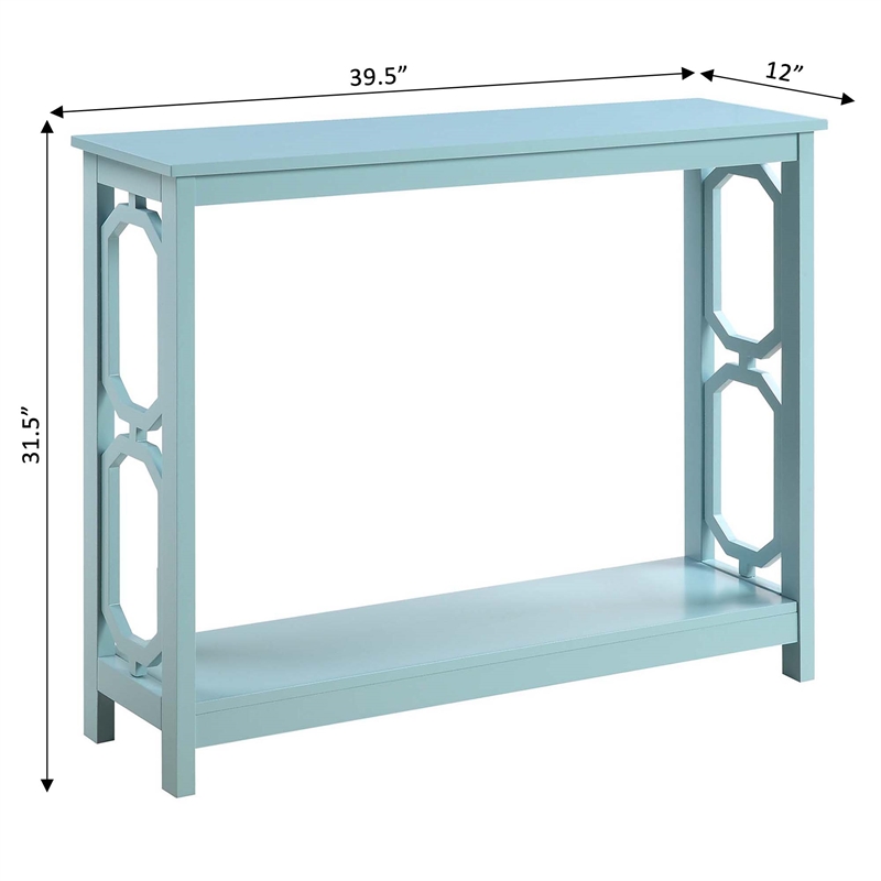 Pemberly Row Contemporary Console Table in Seafoam Green Wood Finish