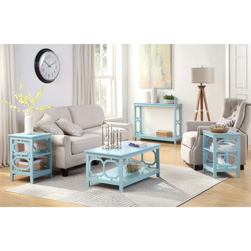 Pemberly Row Contemporary Console Table in Seafoam Green Wood Finish