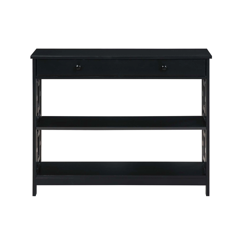 Pemberly Row Contemporary One-Drawer Console Table in Black Wood Finish