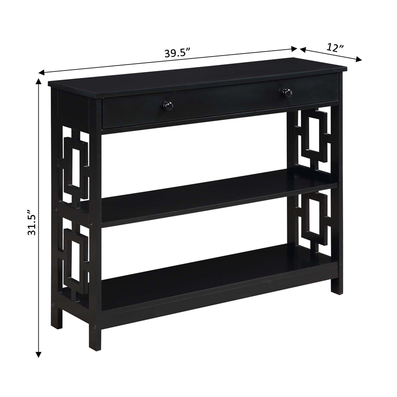 Pemberly Row Contemporary One-Drawer Console Table in Black Wood Finish