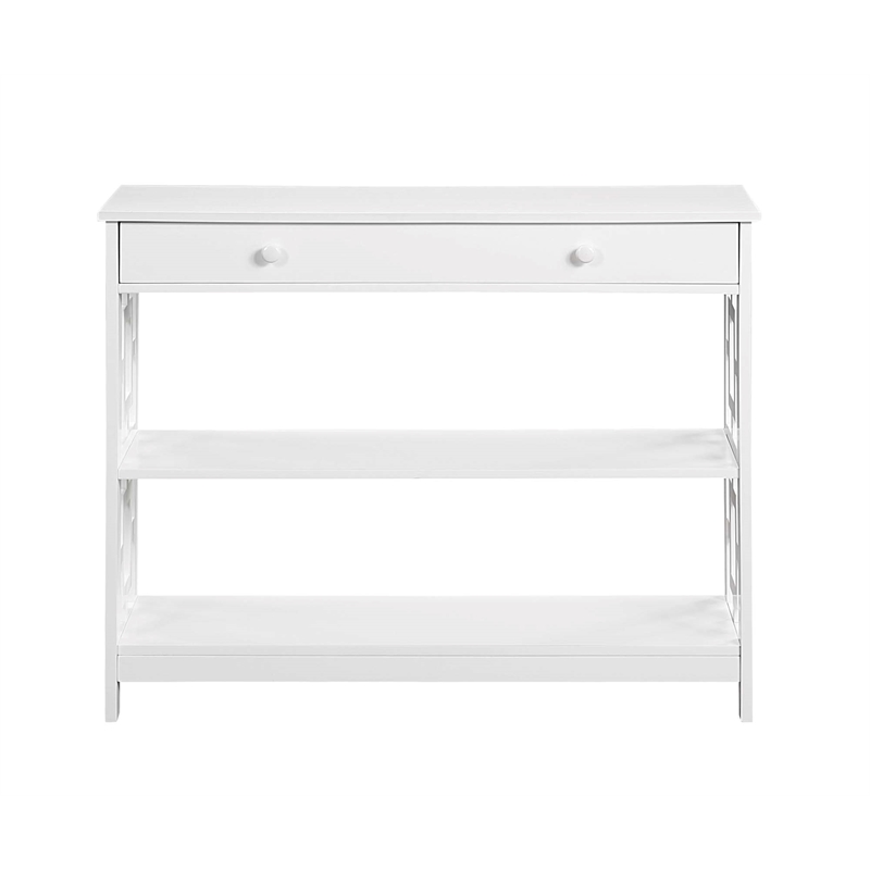 Pemberly Row Contemporary One-Drawer Console Table in White Wood Finish