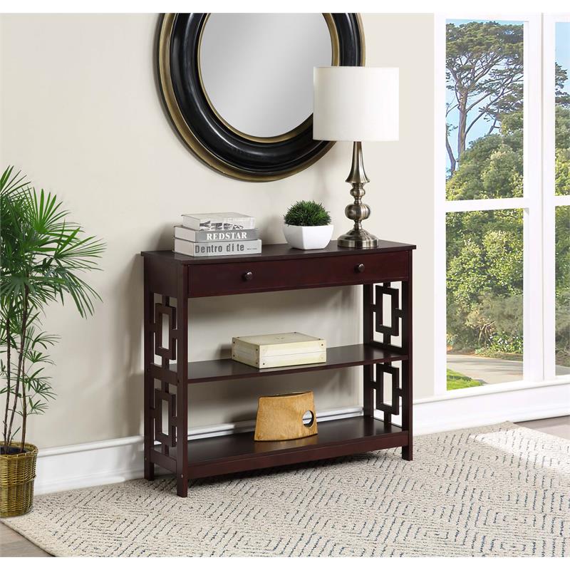 Pemberly Row Contemporary One-Drawer Console Table- Espresso Wood Finish