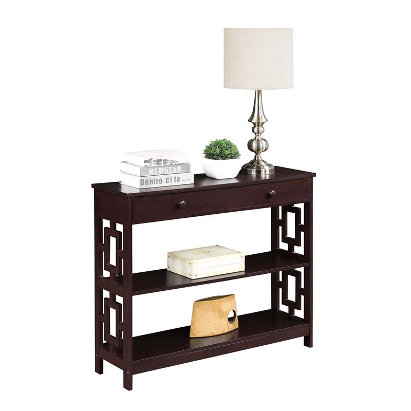 Pemberly Row Contemporary One-Drawer Console Table- Espresso Wood Finish