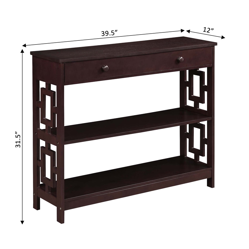 Pemberly Row Contemporary One-Drawer Console Table- Espresso Wood Finish