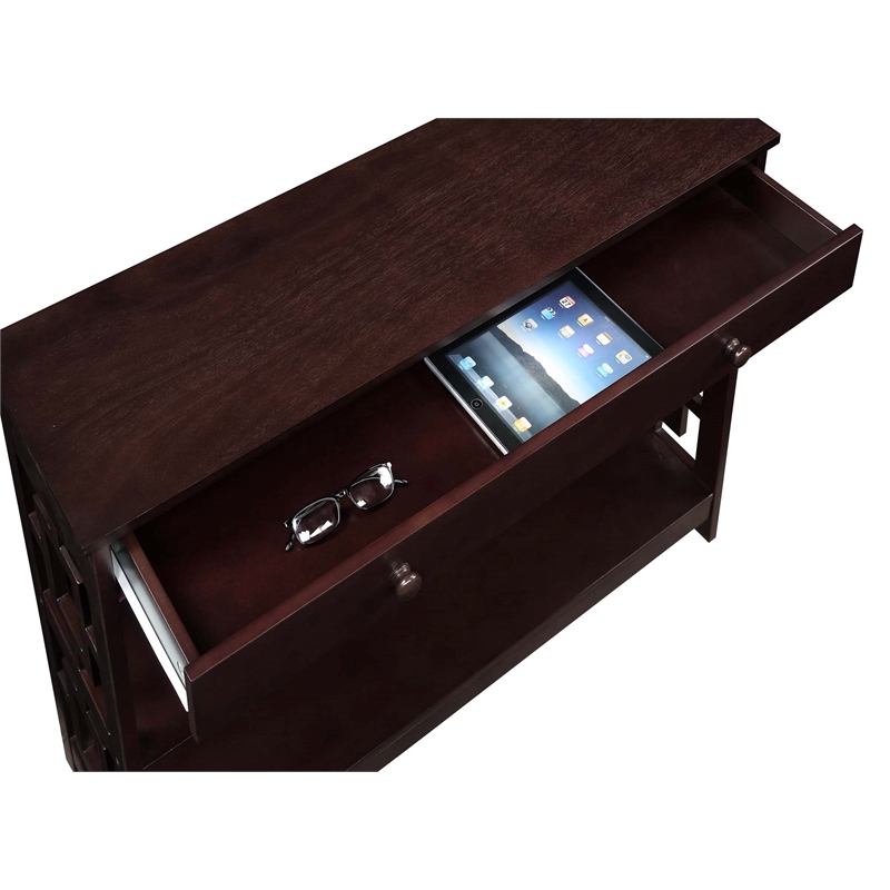 Pemberly Row Contemporary One-Drawer Console Table- Espresso Wood Finish