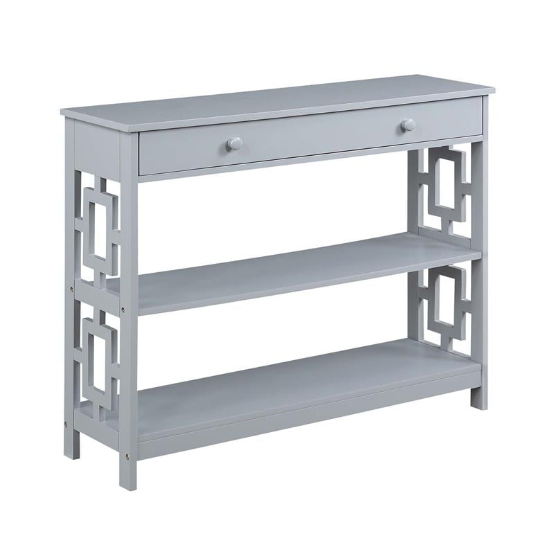 Pemberly Row Contemporary One-Drawer Console Table in Gray Wood Finish