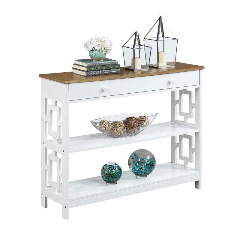 Pemberly Row Contemporary One-Drawer Console Table in White Wood Finish