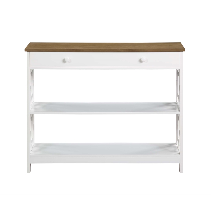 Pemberly Row Contemporary One-Drawer Console Table in White Wood Finish