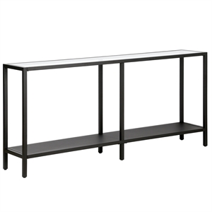 Pemberly Row Contemporary Wood 64&quot Black Bronze Console Table
