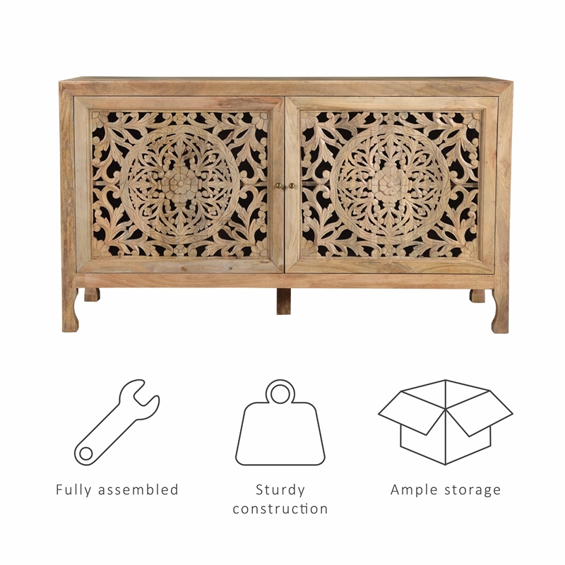 Pemberly Row Transitional Wood Two Door Cabinet in Natural Brown