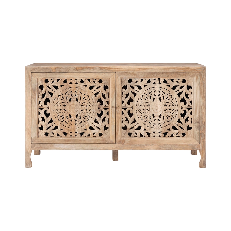 Pemberly Row Transitional Wood Two Door Cabinet in Natural Brown