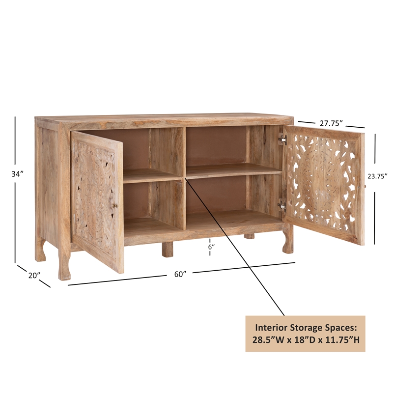 Pemberly Row Transitional Wood Two Door Cabinet in Natural Brown