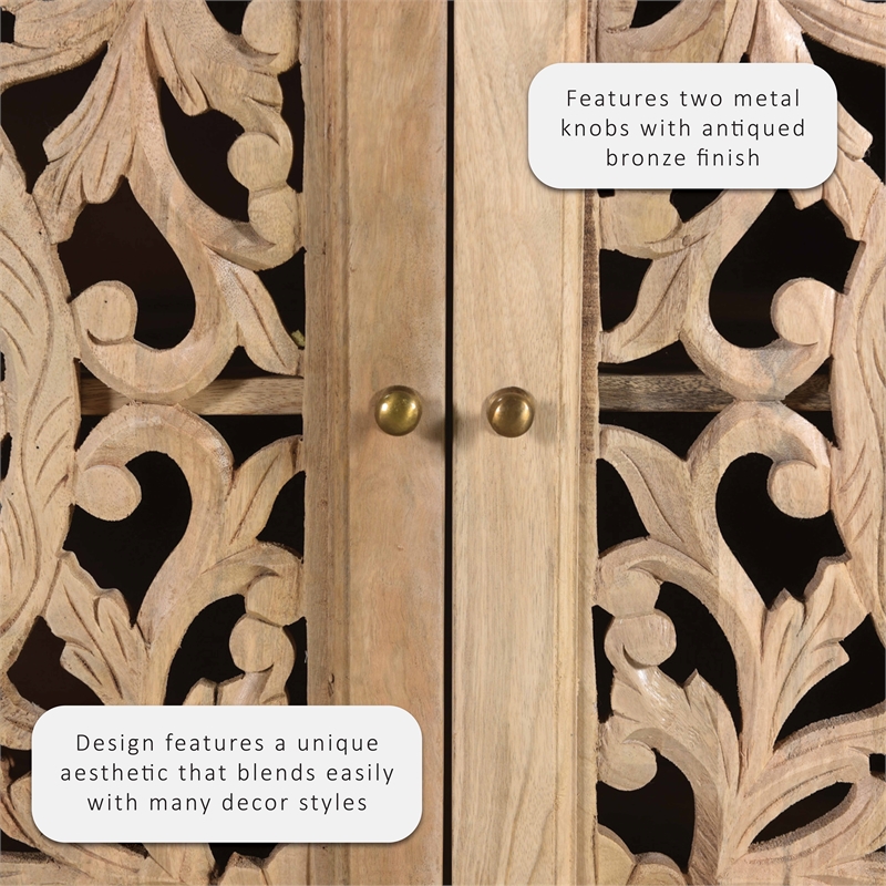 Pemberly Row Transitional Wood Two Door Cabinet in Natural Brown