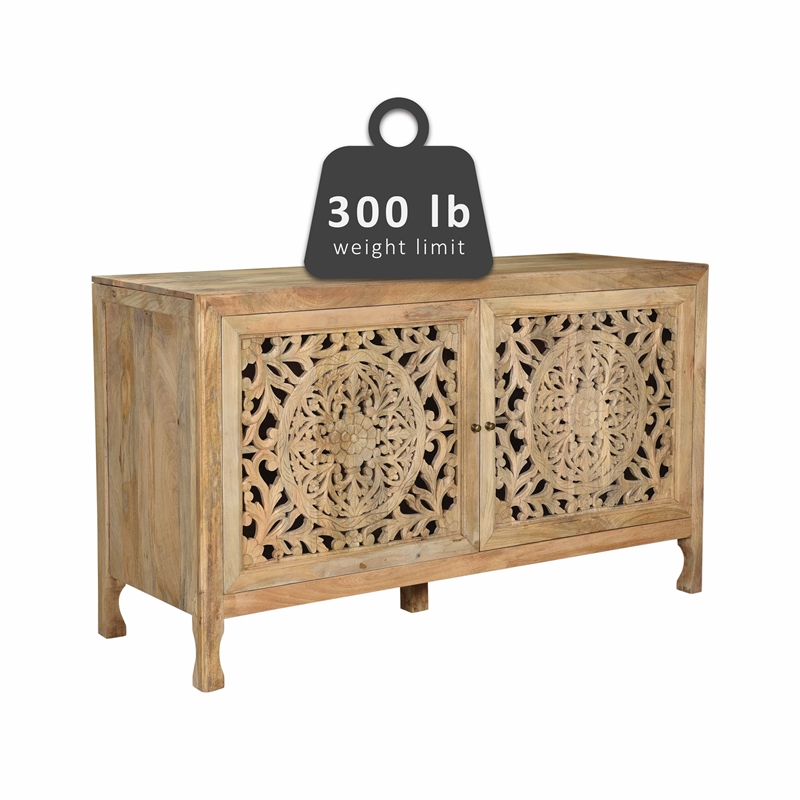 Pemberly Row Transitional Wood Two Door Cabinet in Natural Brown