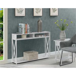 Pemberly Row Modern Deluxe Console Table with Shelf in White Wood Finish