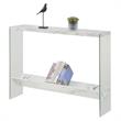 Pemberly Row Modern V Console Table with Shelf in White Marble Wood Finish