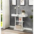Pemberly Row Farmhouse One-Drawer Console Table in White Faux Marble Wood