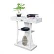 Pemberly Row Farmhouse One-Drawer Console Table in White Faux Marble Wood