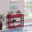 Pemberly Row Transitional One-Drawer Console Table with Shelves in Cranberry Red