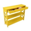 Pemberly Row Transitional One-Drawer Console Table with Shelves in Yellow Wood