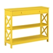 Pemberly Row Transitional One-Drawer Console Table with Shelves in Yellow Wood