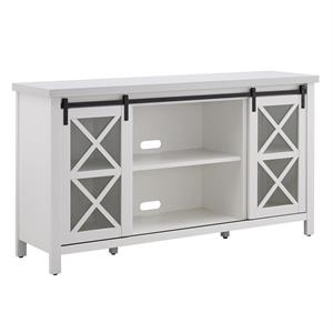 Pemberly Row Contemporary Wood 58&quot White TV Stand in Brown