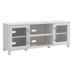 Pemberly Row Contemporary Wood 58&quot White TV Stand