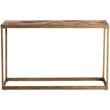 Pemberly Row Farmhouse Wood Top Console Table in Brass