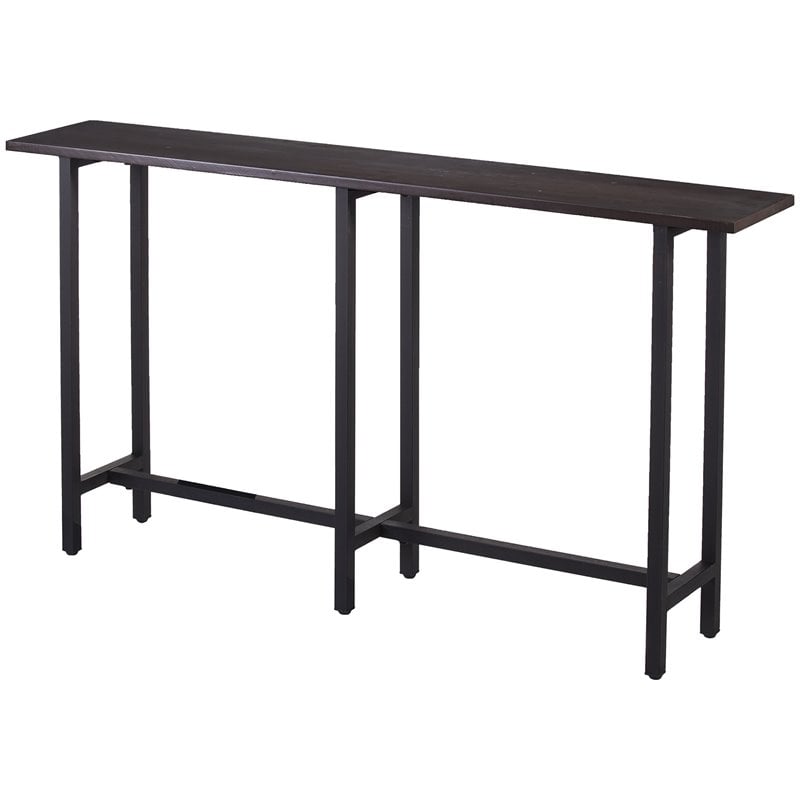 Pemberly Row Contemporary Long Narrow Wooden Console Table in Matte Black
