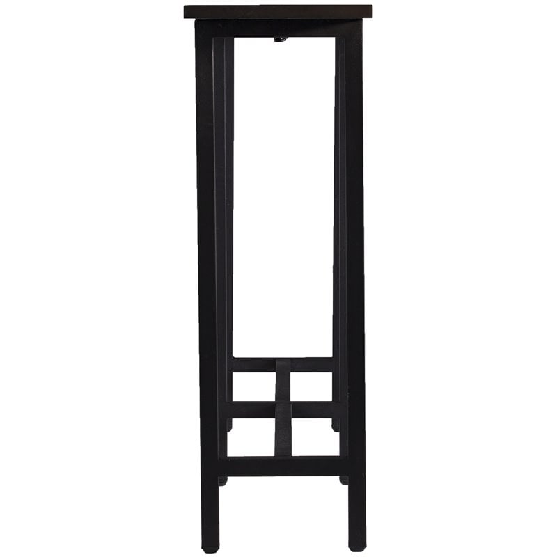 Pemberly Row Contemporary Long Narrow Wooden Console Table in Matte Black